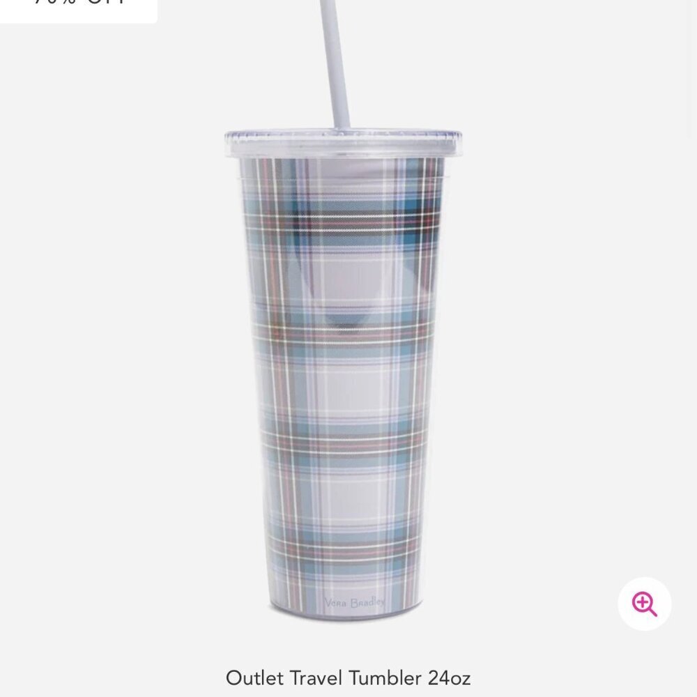 Vera Bradley Travel Tumbler Snowy Plaid 24 oz NWT